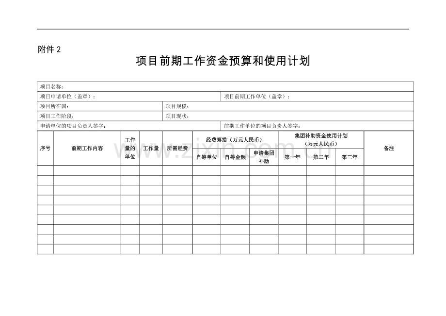 前期工作的资金预算和使用计划模版.doc_第1页