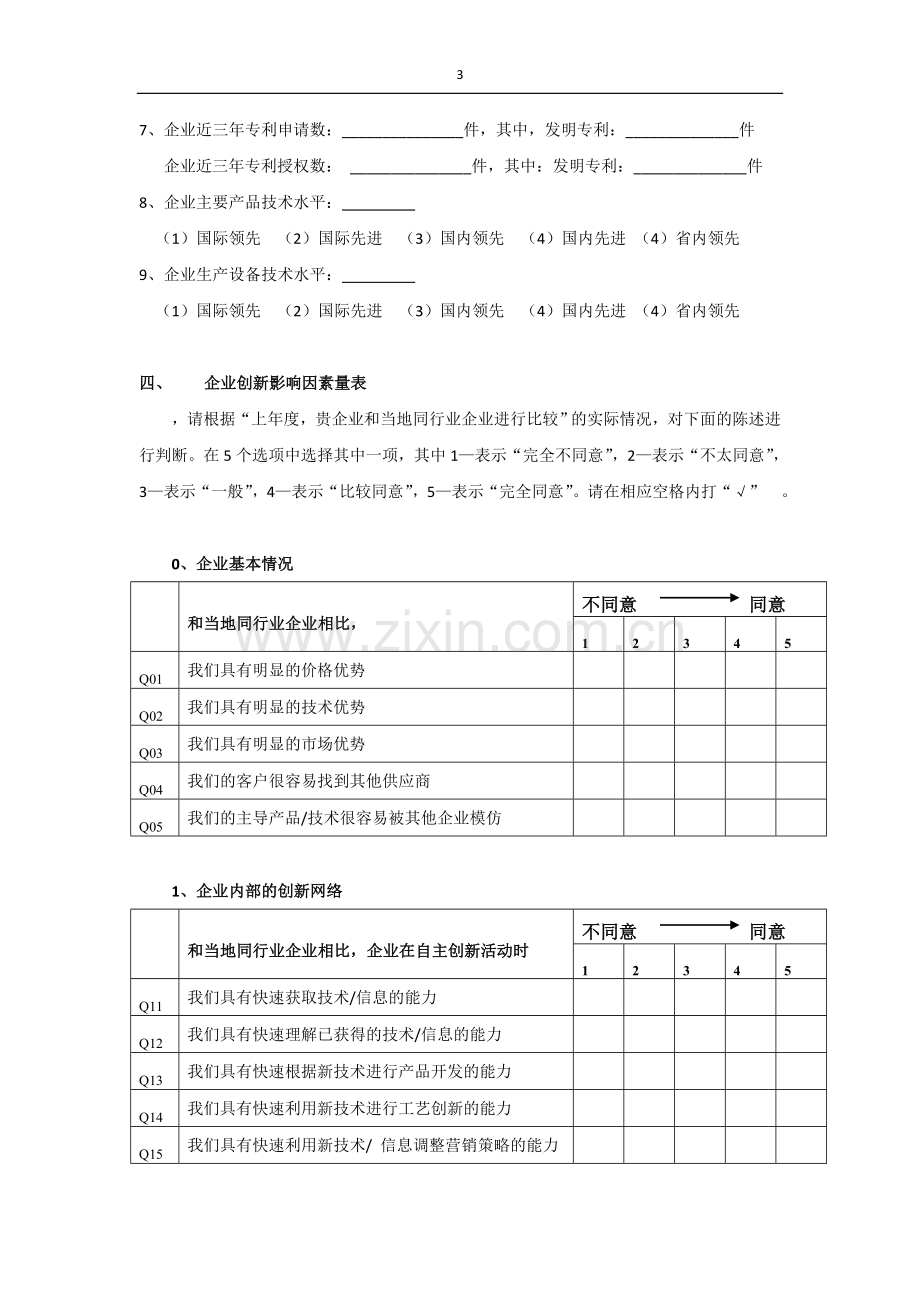 企业创新影响因素调查问卷模版模版.doc_第3页