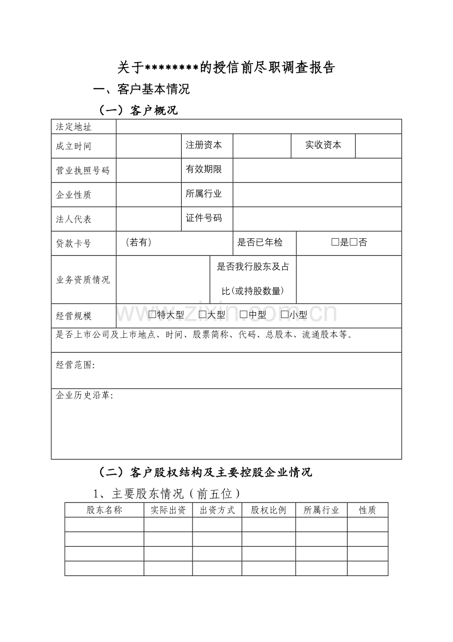 银行同业客户授信业务授信前尽职调查报告模版.docx_第2页