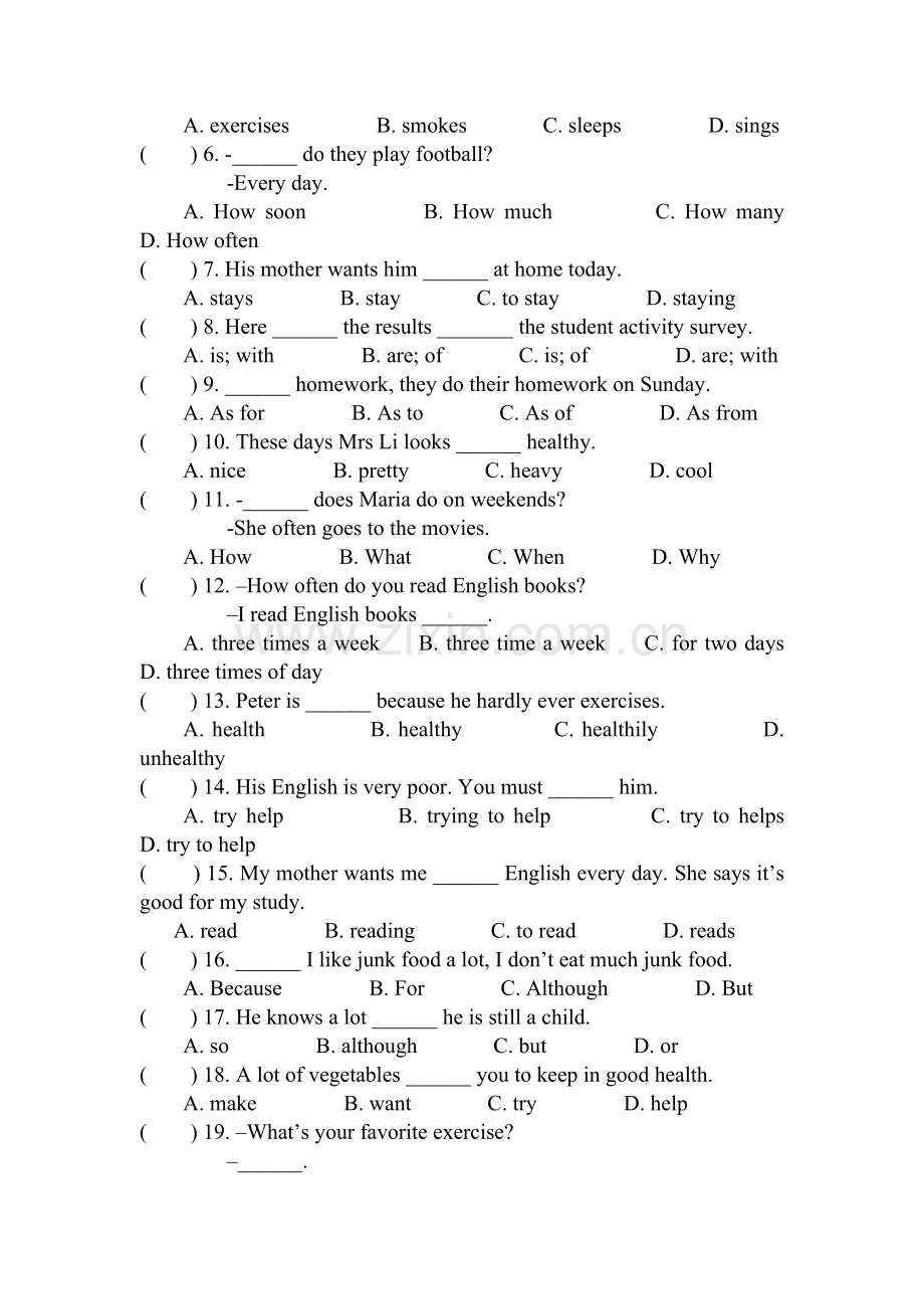 八年级英语上册单元综合测试题3.doc_第2页