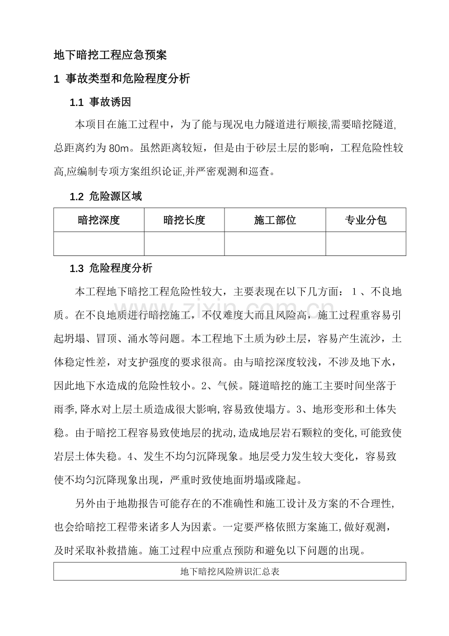 地下暗挖危大工程专项应急预案模版.docx_第3页