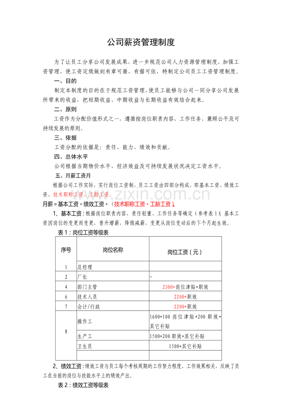 公司员工薪资定级管理制度.doc_第1页