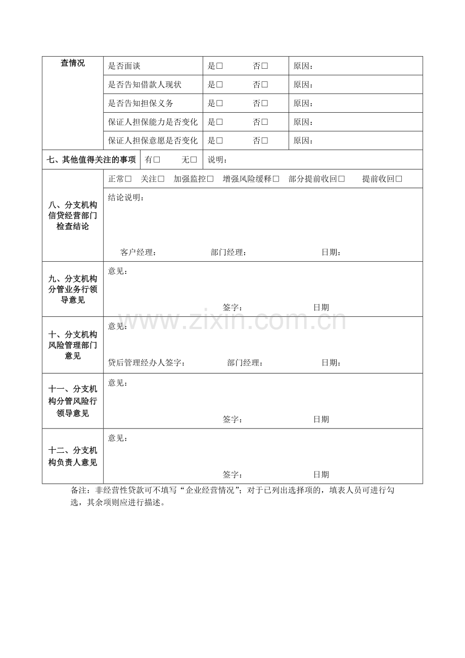 银行个人信贷业务贷后检查报告((适用于个人经营性贷款、个人消费性贷款、个人房屋贷款))模版.docx_第3页