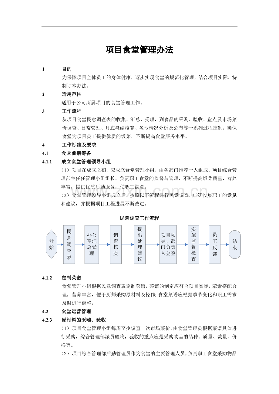 建筑建设公司项目食堂管理办法.docx_第1页