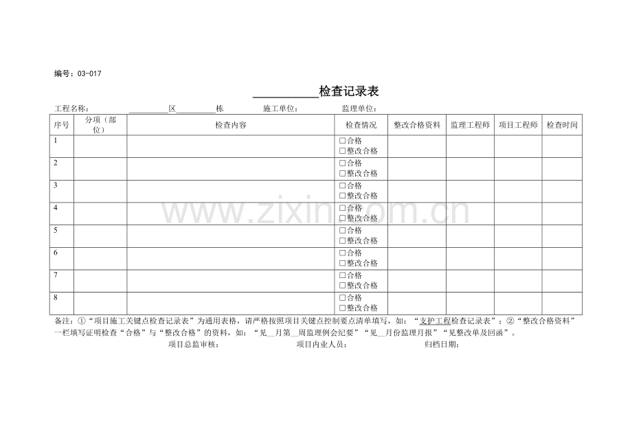 项目关键点检查记录表.doc_第1页