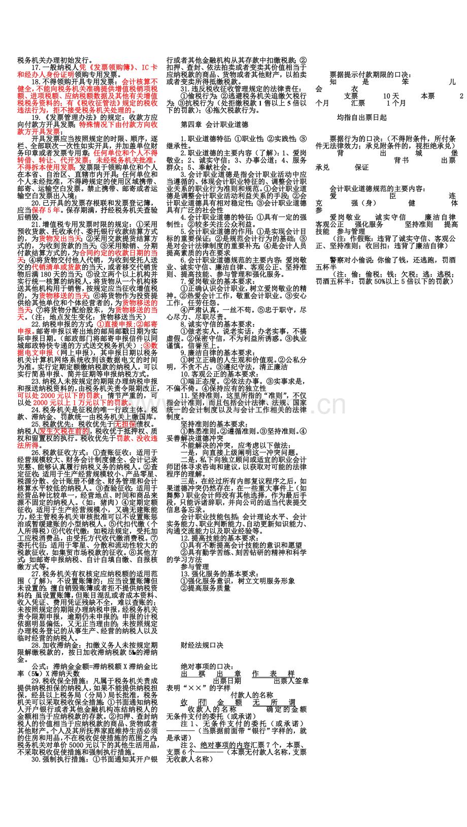 会计从业资格考试《财经法规与会计职业道德》复习重点.doc_第3页