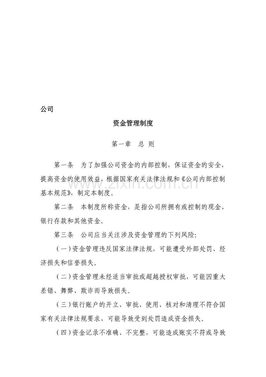 某某公司资金管理制度198276474.doc_第1页