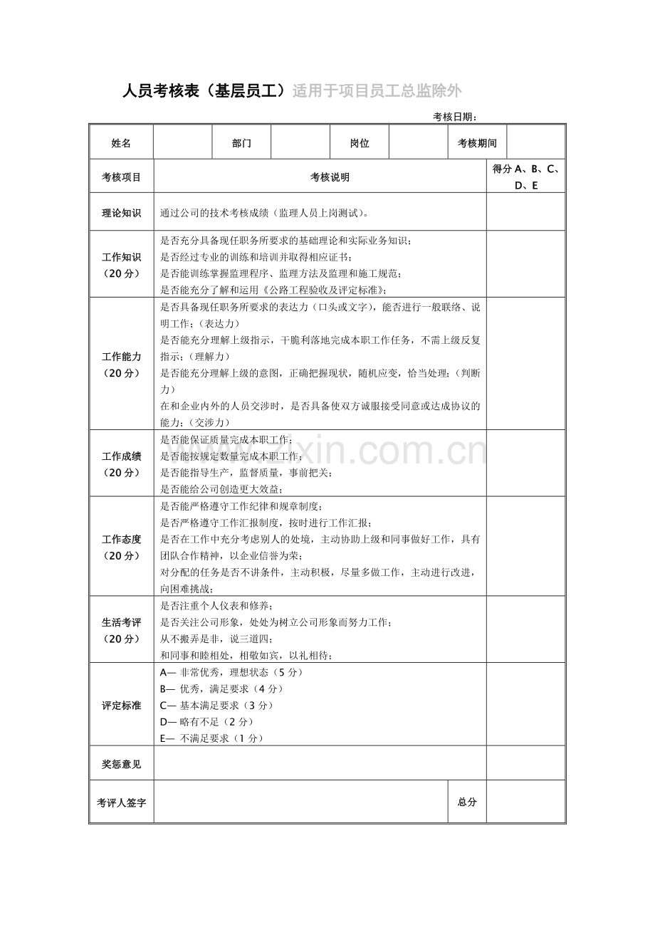 公司员工年终考核表.doc_第1页