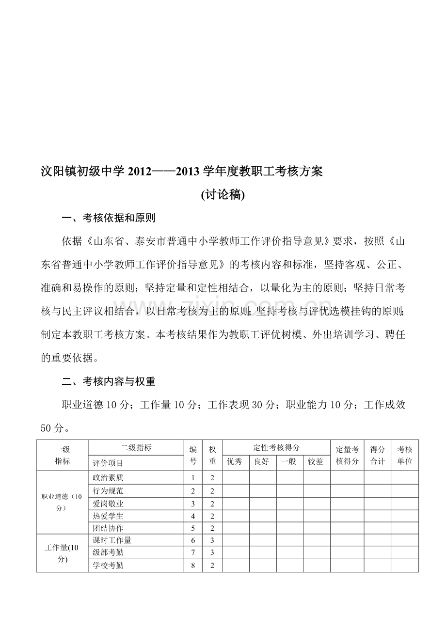 汶阳中学考核方案2012年.doc_第1页