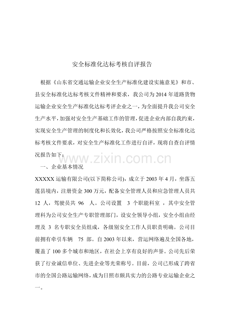 安全标准化达标考核自评报告.doc_第1页