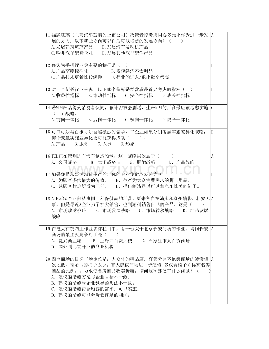 企业战略管理考核改革试点期末试题(含答案).doc_第2页