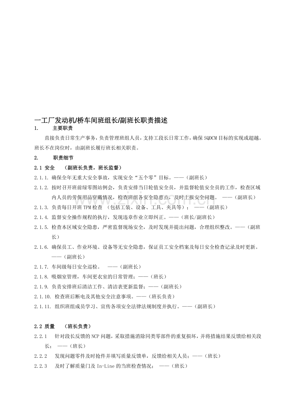 班组长职责描述书——2012.3.2.doc_第1页