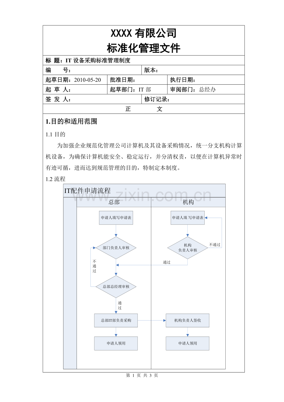 IT设备采购标准管理制度.doc_第1页