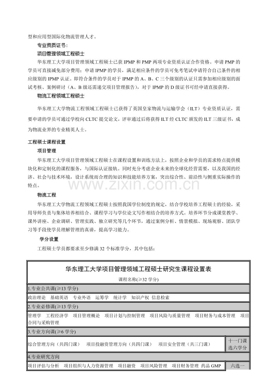 华东理工大学商学院工程硕士(项目管理、物流工程)招生简章2012.doc_第2页