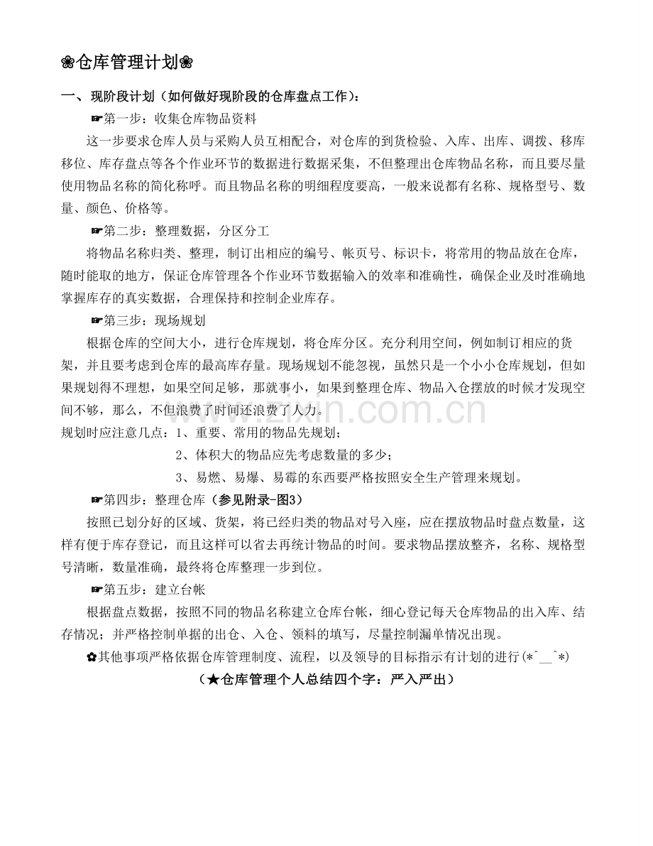 仓库管理计划书.doc_第1页