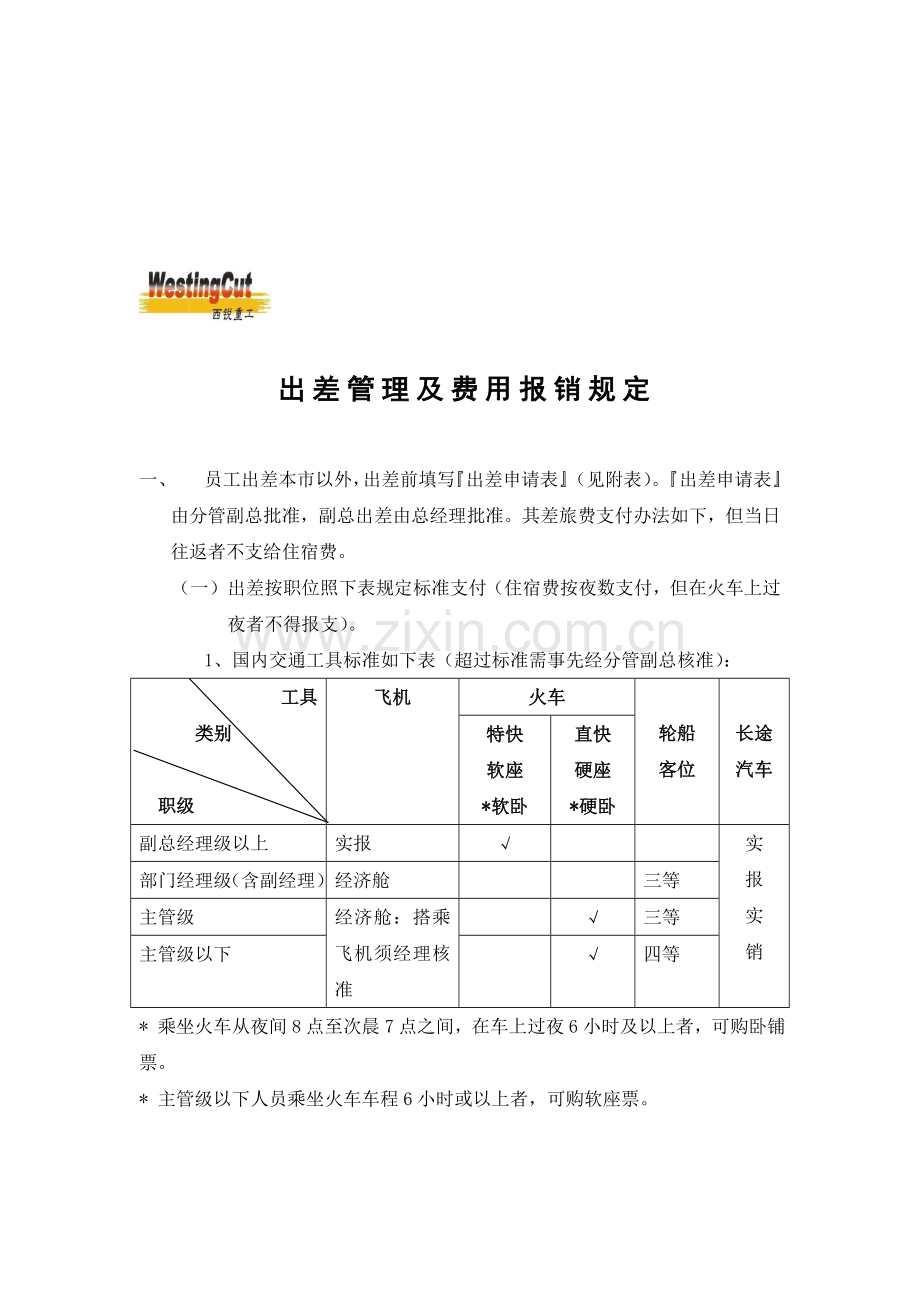 费用报销标准和流程.doc_第1页