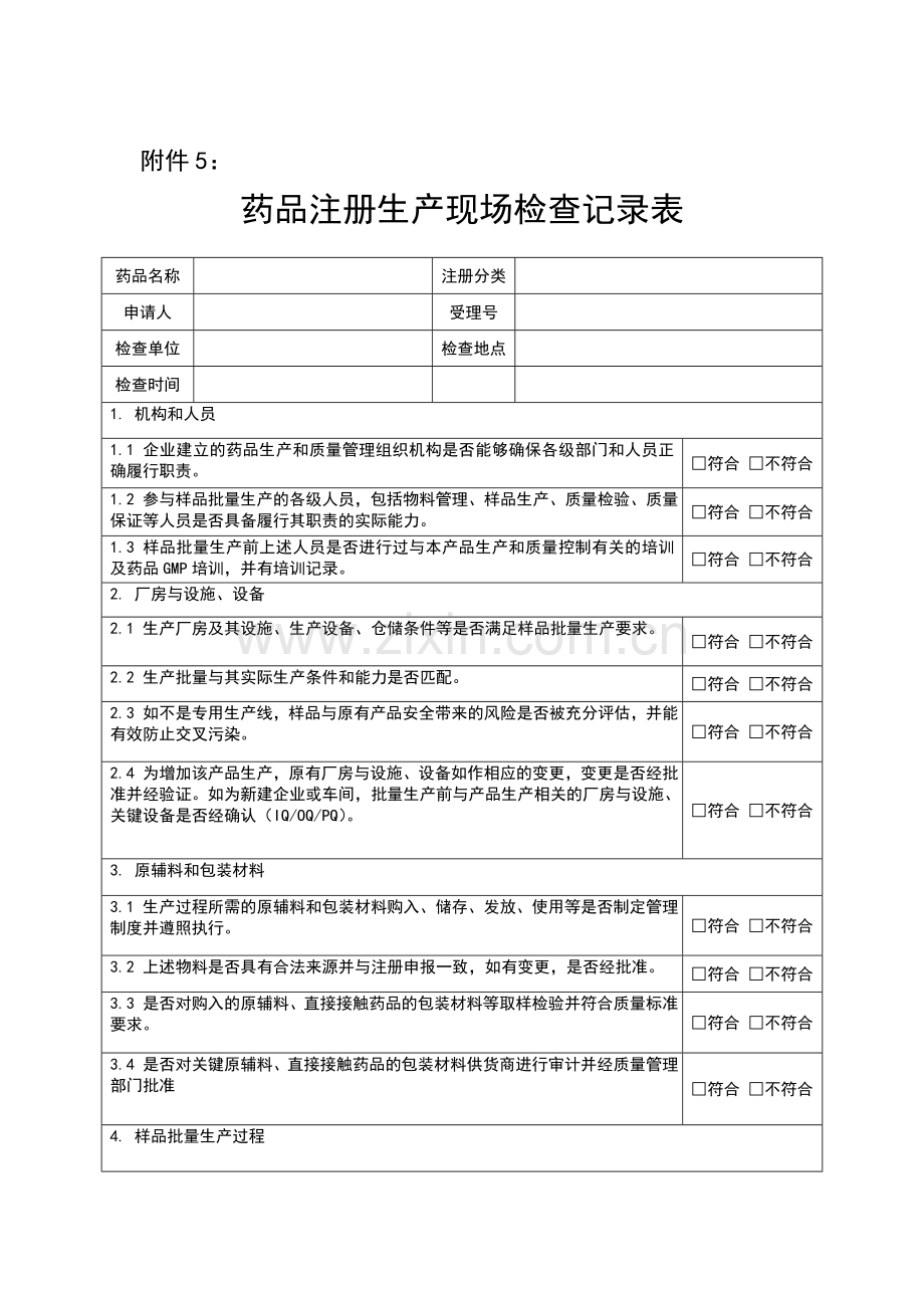 药品注册研制现场和生产现场核查记录表1.doc_第3页