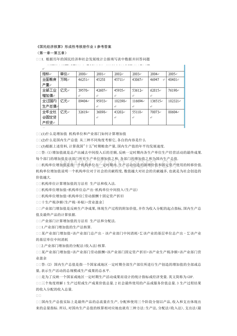 国民经济核算形成性考核册答案.doc_第1页