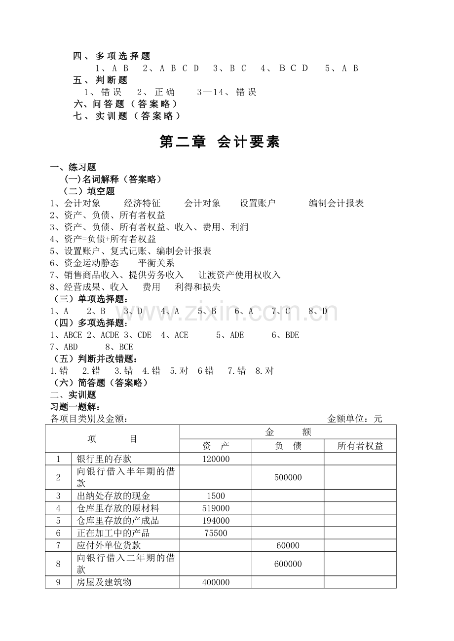 第六版《基础会计实训与练习》参考答案.doc_第2页