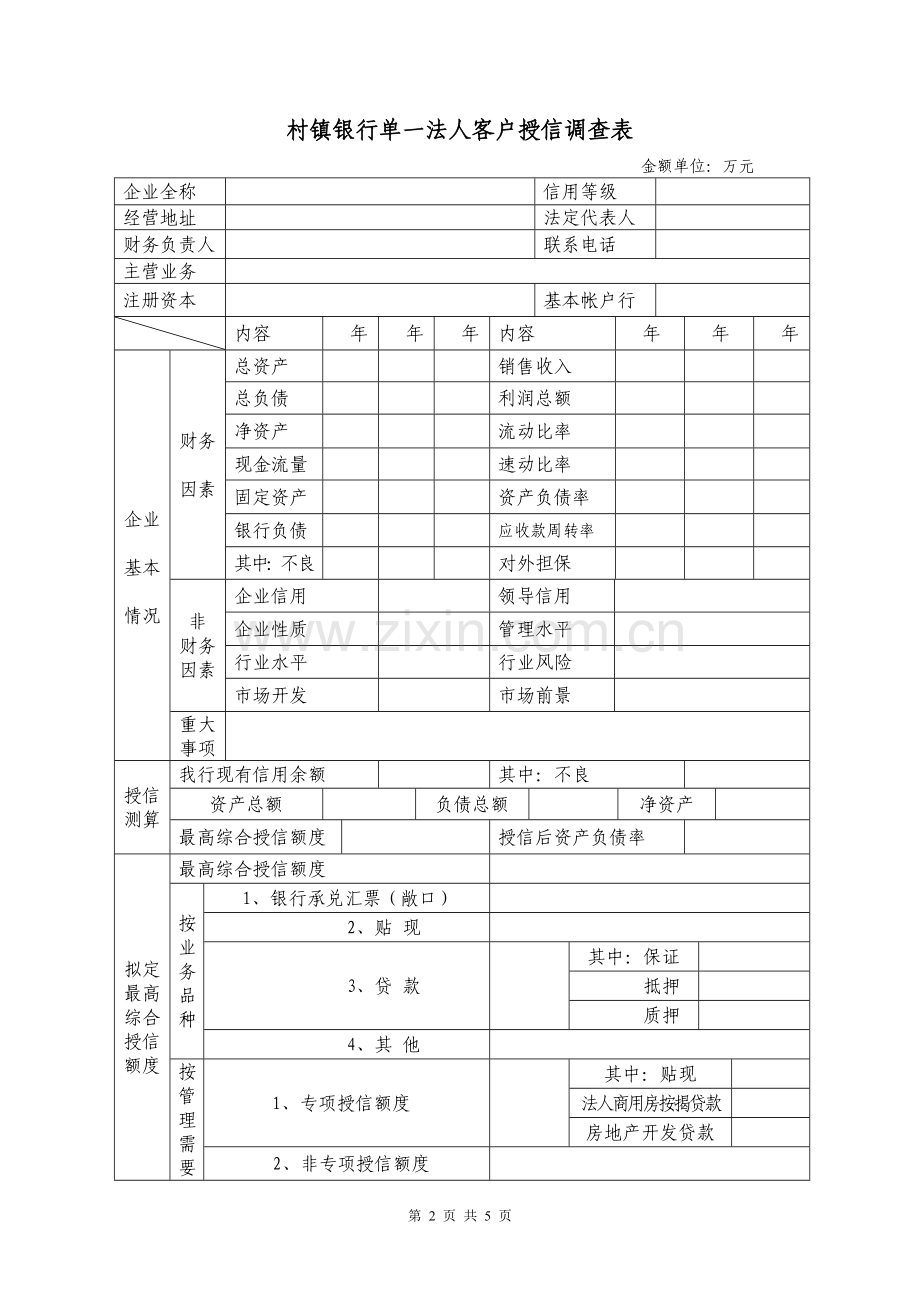 村镇银行单一法人客户授信报告书.doc_第2页