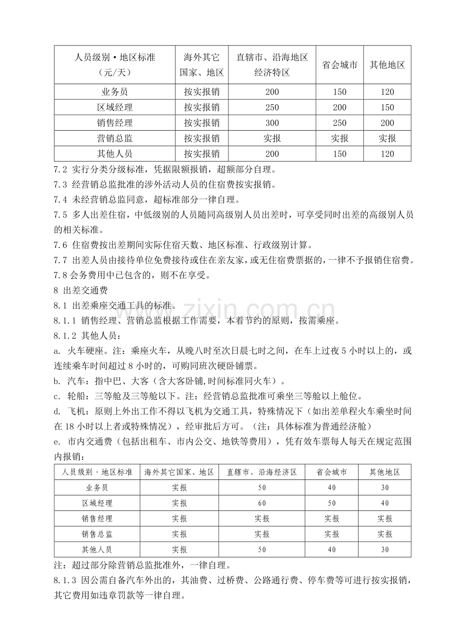 营销中心员工出差管理制度.doc_第3页