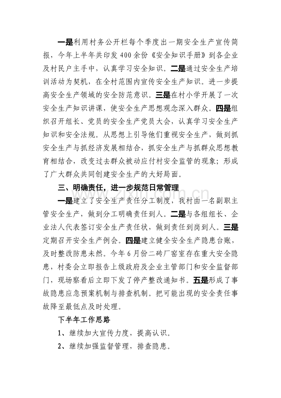 畈中村安全生产半年度总结及下半年工作思路.doc_第2页