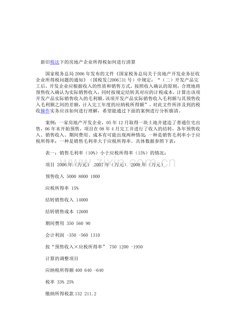 新旧税法下的房地产企业所得税如何进行清算.doc_第1页