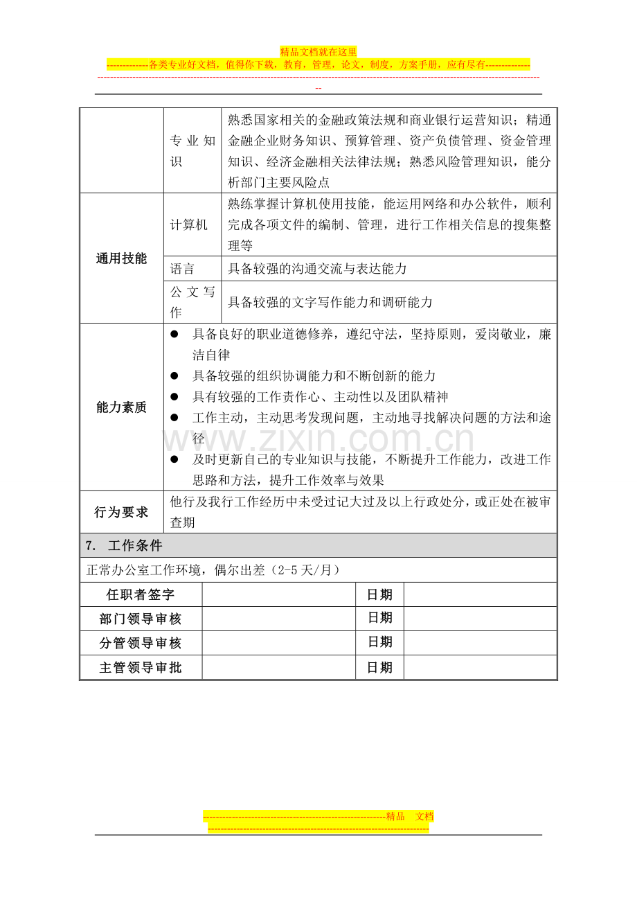 岗位说明书--计划财务部--综合管理岗.doc_第3页