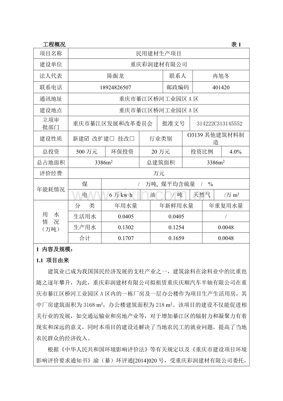 民用建材生产项目.doc_第1页