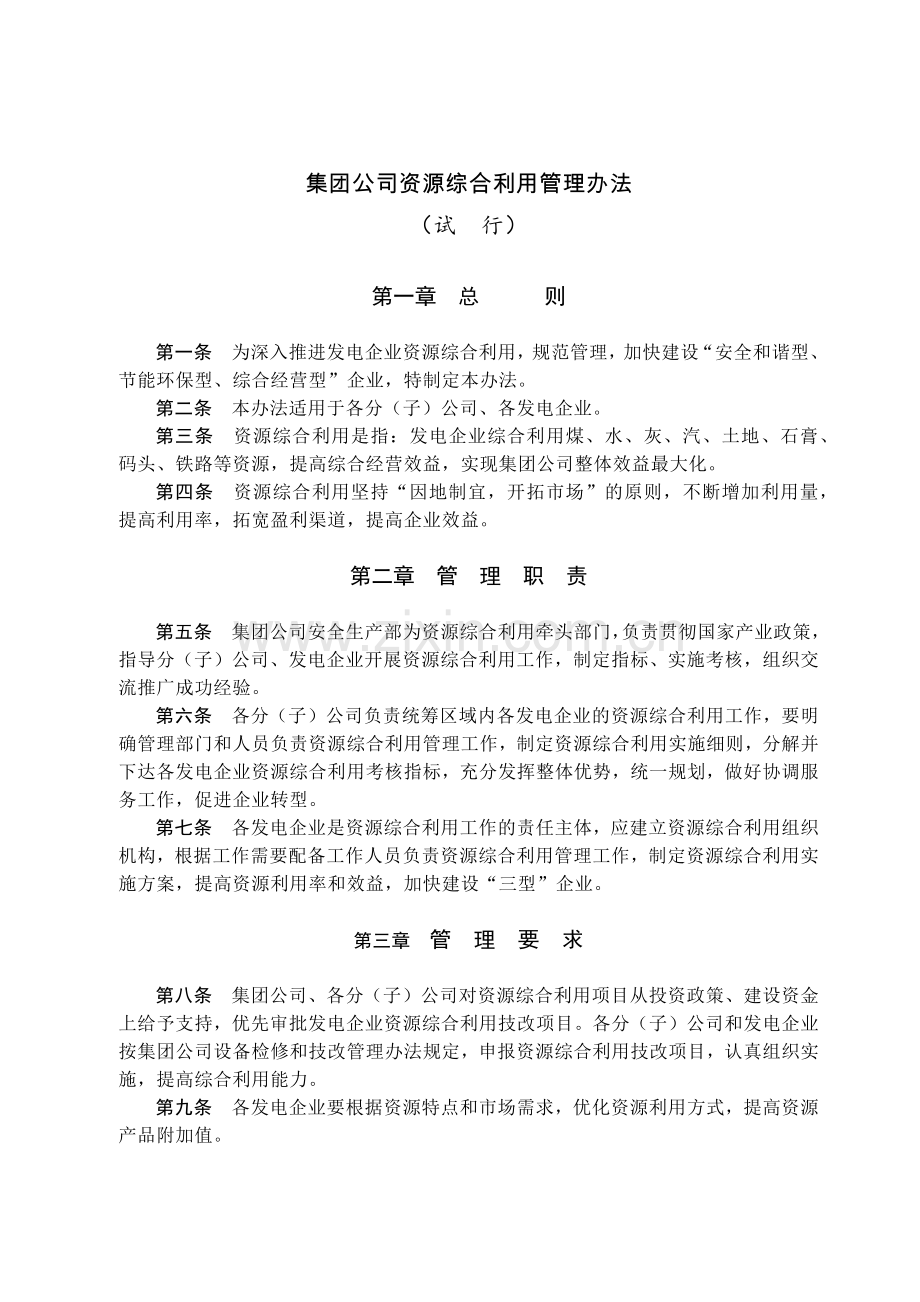 国有集团公司资源综合利用管理办法模版.docx_第1页