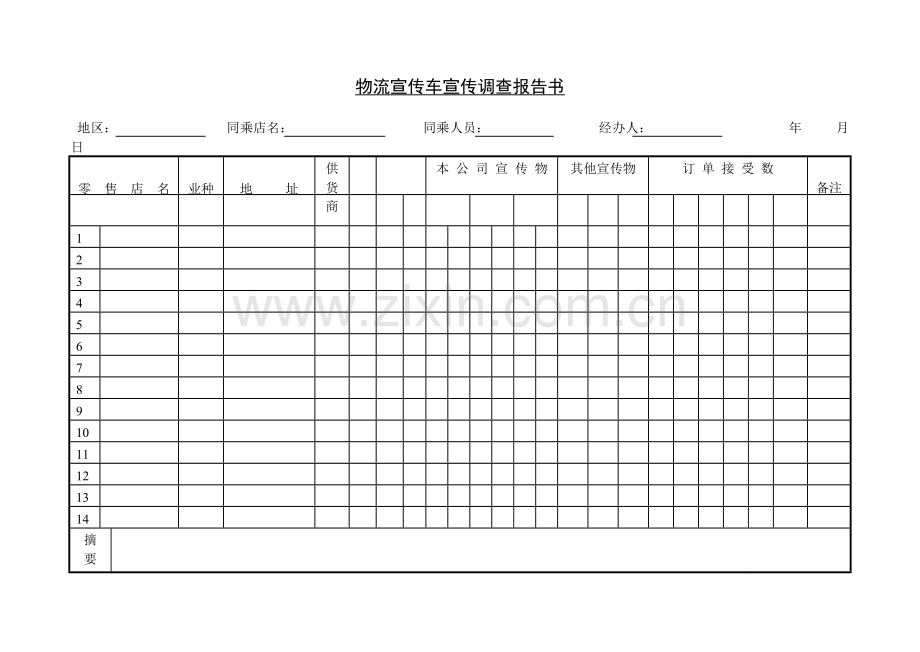 物流宣传车宣传调查报告书.doc_第1页