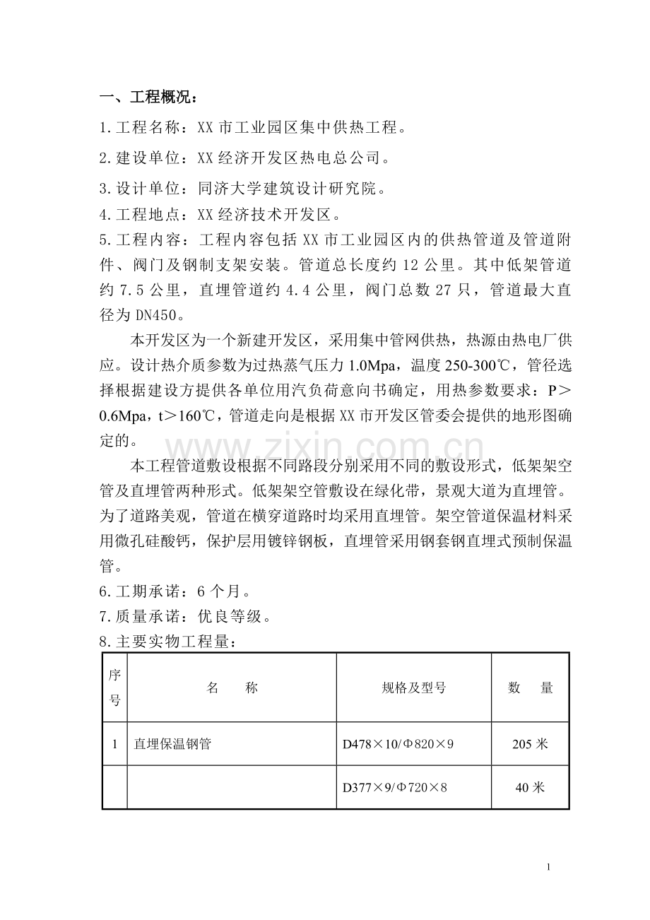 XX市工业园区集中供热管道安装工程施工方案.doc_第1页