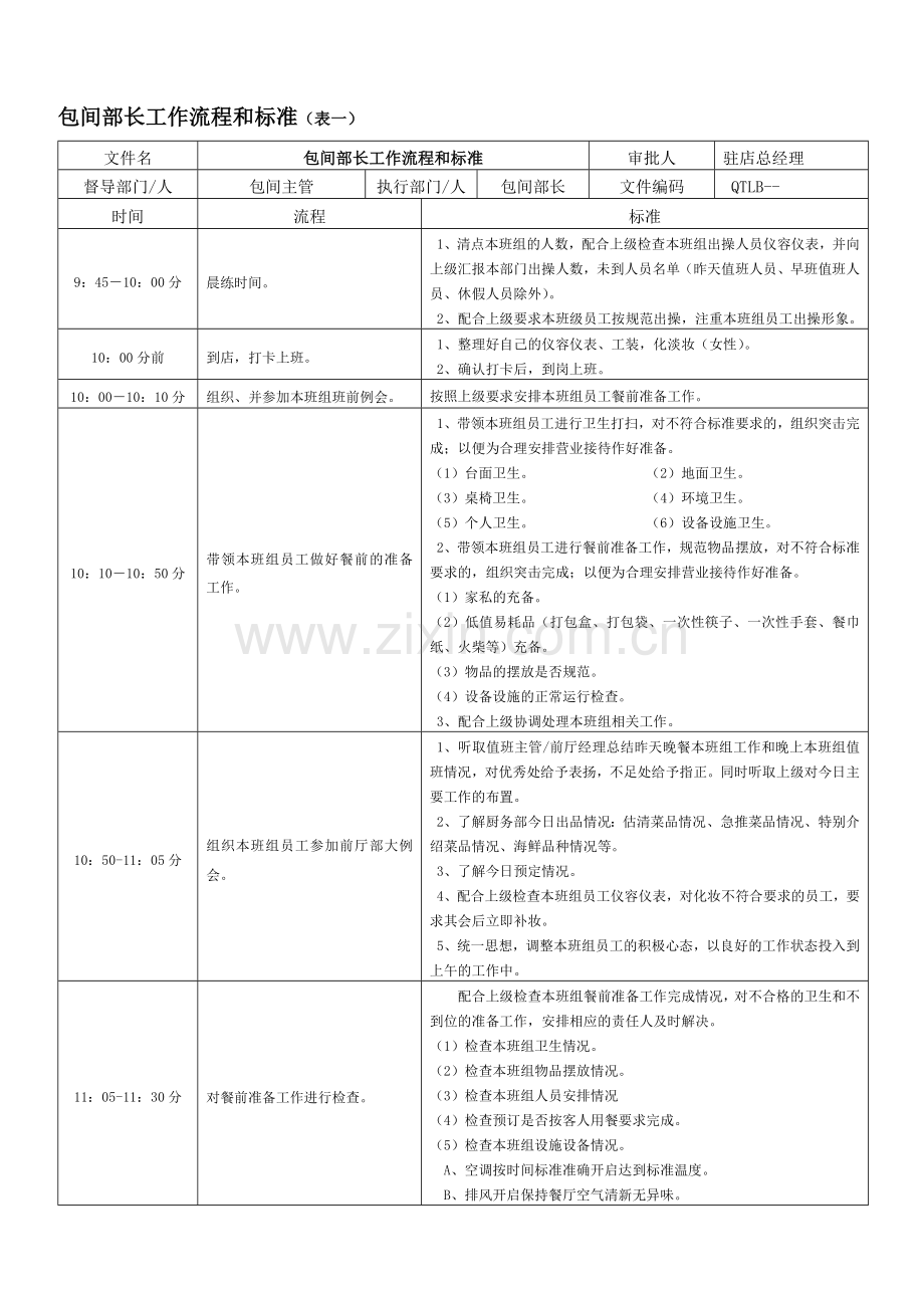 包间部长工作流程和标准.doc_第1页