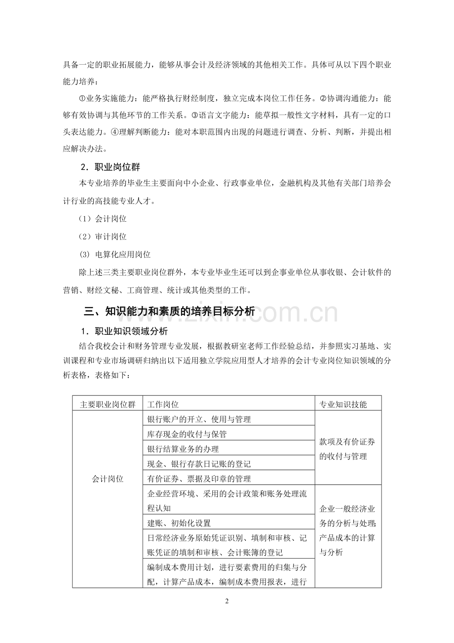 会计专业岗位群对知识、能力和素质的分析报告.doc_第2页