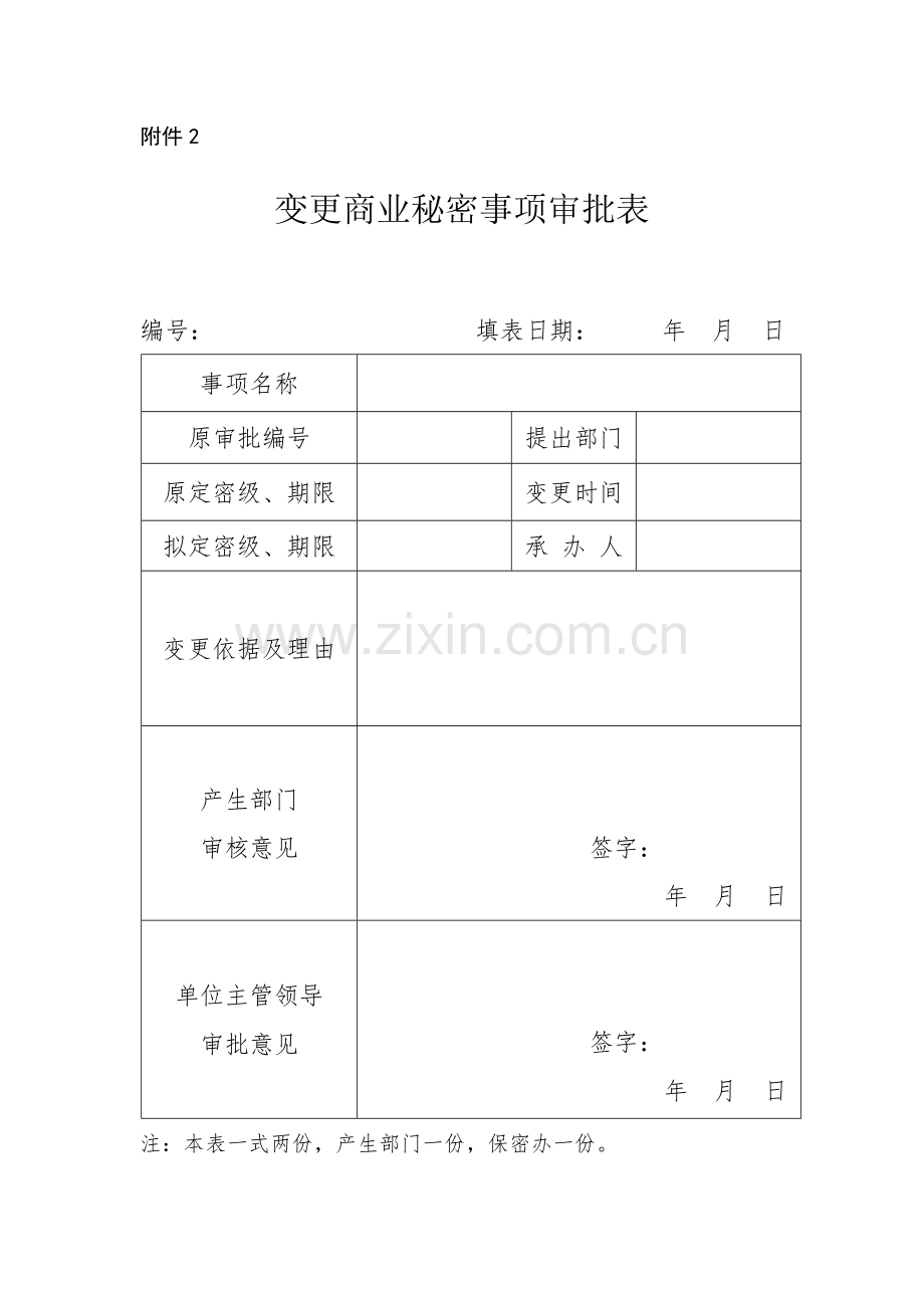 国企变更商业秘密事项审批表模版.doc_第1页