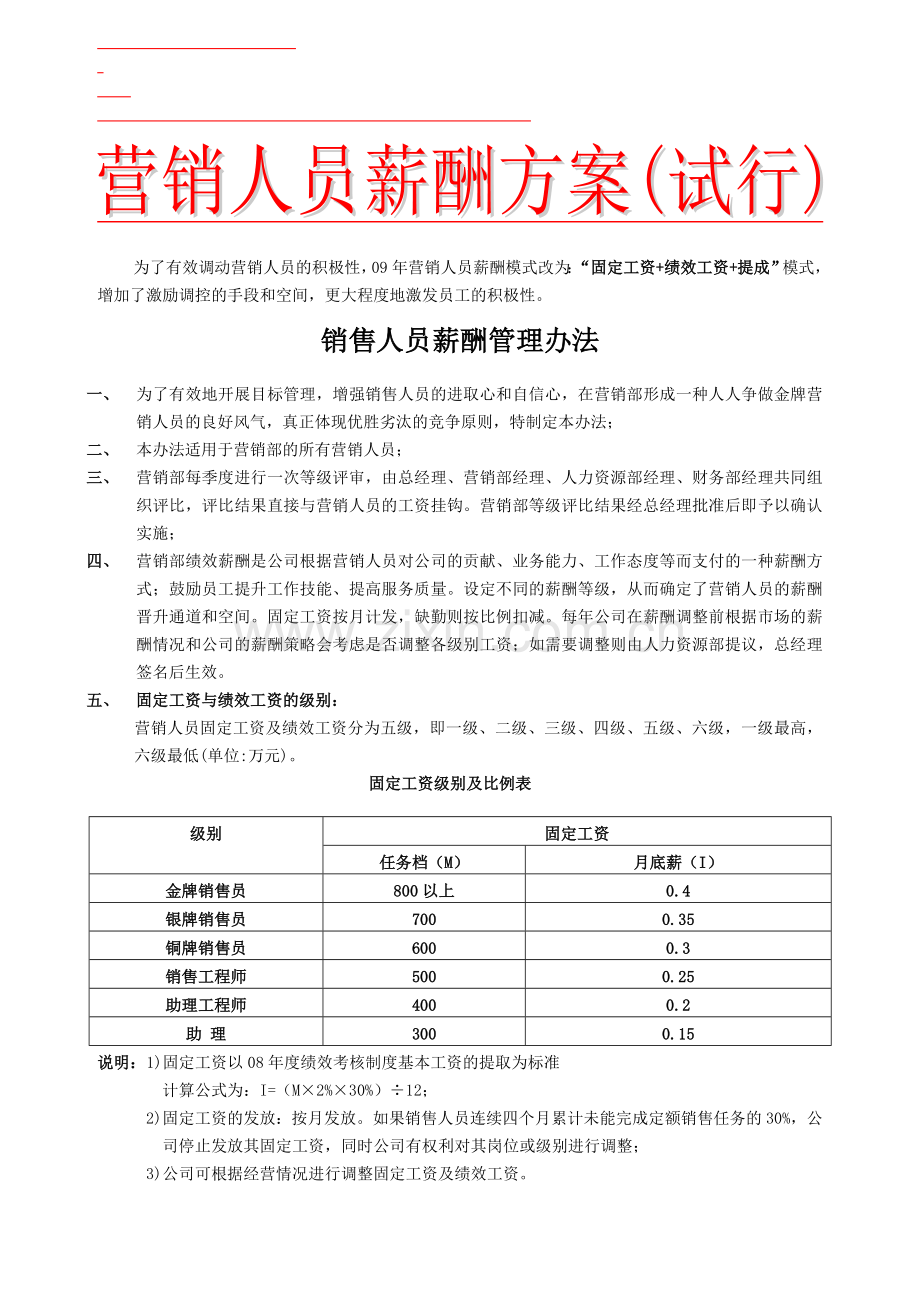 营销部薪酬制度.doc_第1页