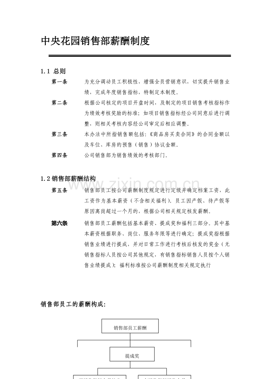 中央花园销售问题解决办法四：薪酬制度.doc_第1页