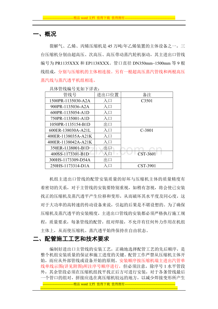 机组主进出口管线安装方案1.doc_第1页