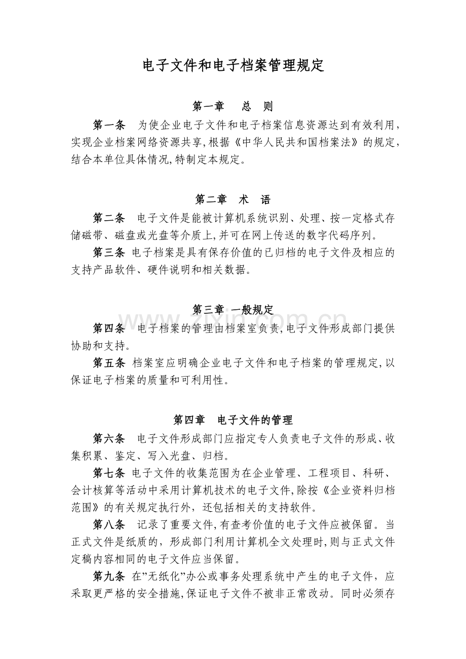 房地产公司电子文件和电子档案管理规定模版.docx_第1页