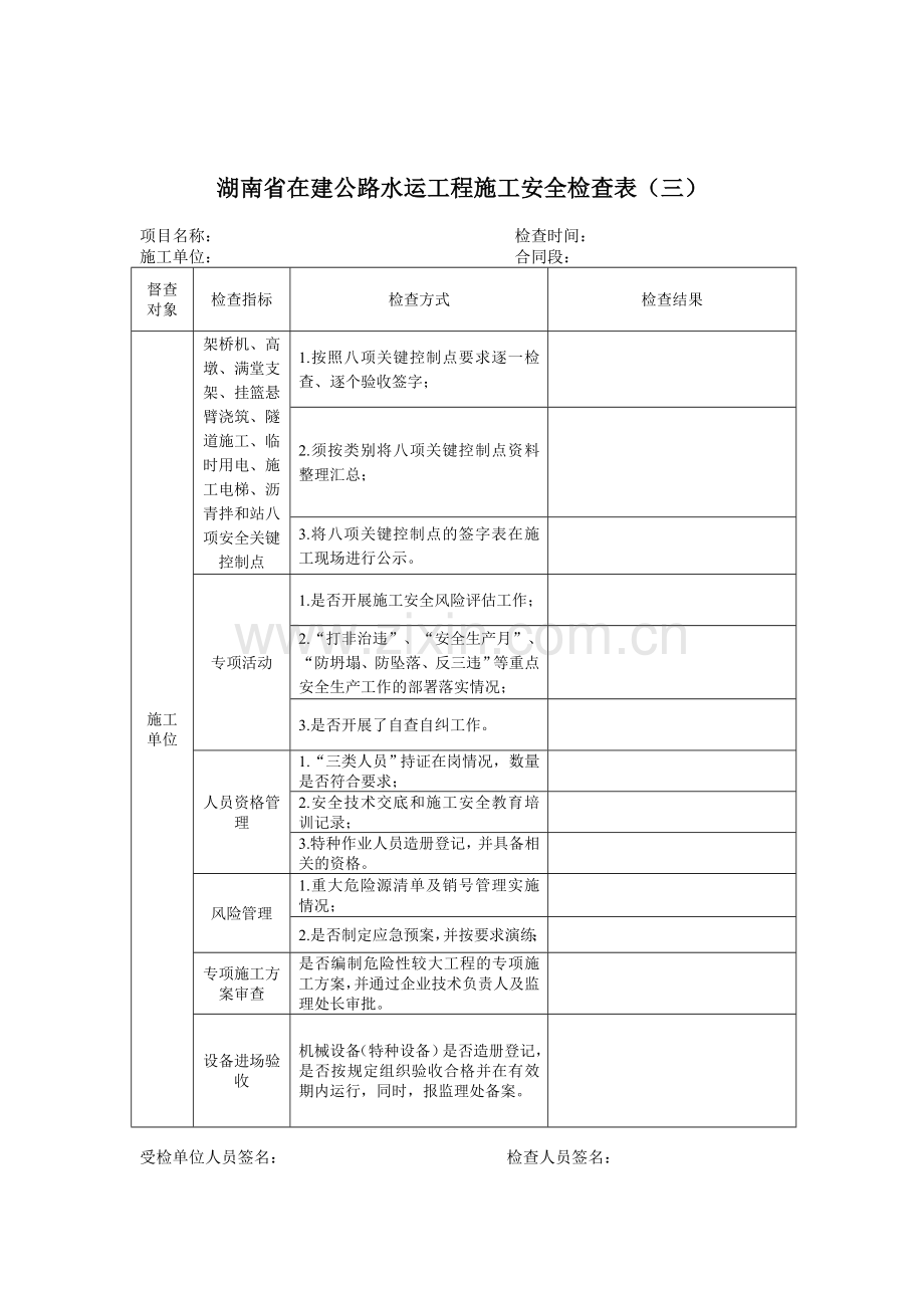 2013.10.1在建公路水运工程施工安全检查表.doc_第3页