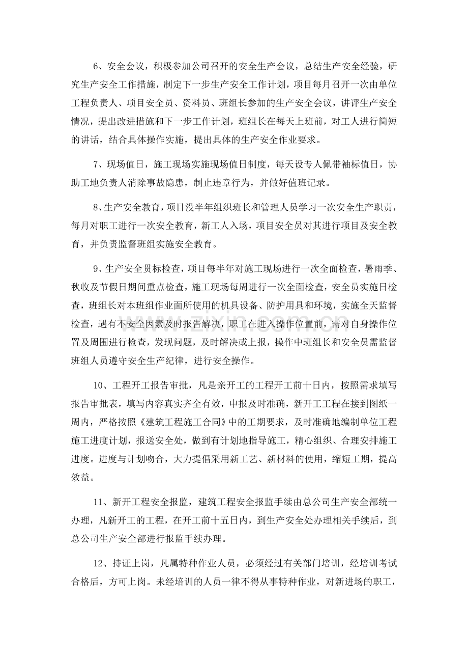 项目安全生产管理目标及实施细则.doc_第2页