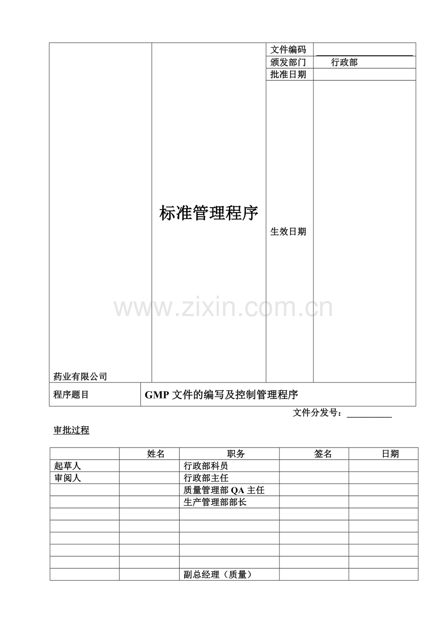 GMP文件的编写及控制管理程序111.doc_第1页