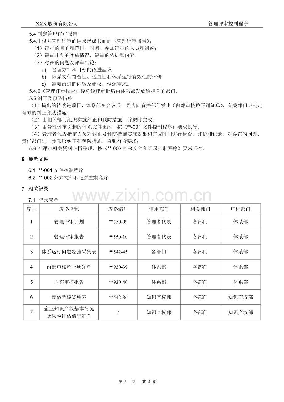 知识产权管理体系认证-004-管理评审控制程序.docx_第3页