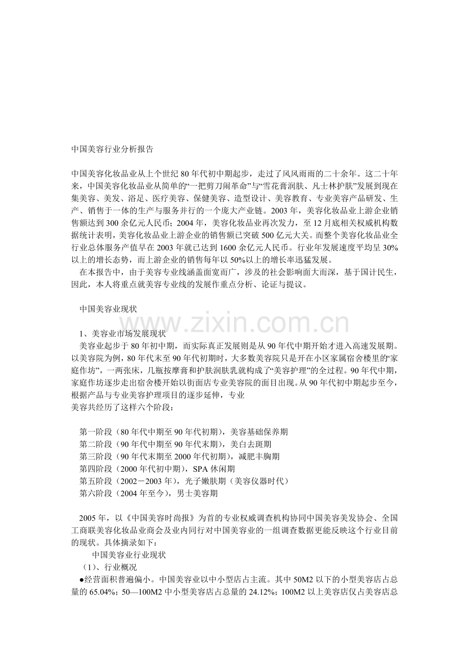 中国美容行业分析报告.doc_第1页