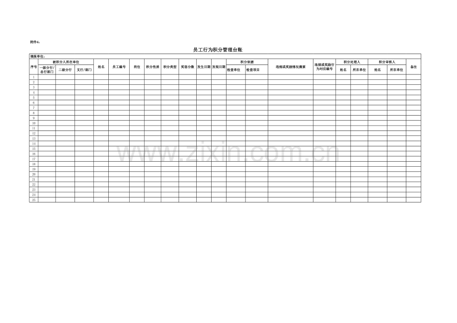 员工行为积分台账模版.xls_第1页