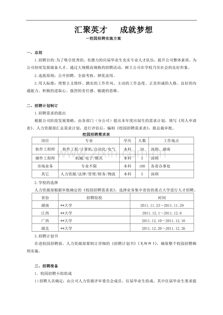 校园招聘实施方案.doc_第1页