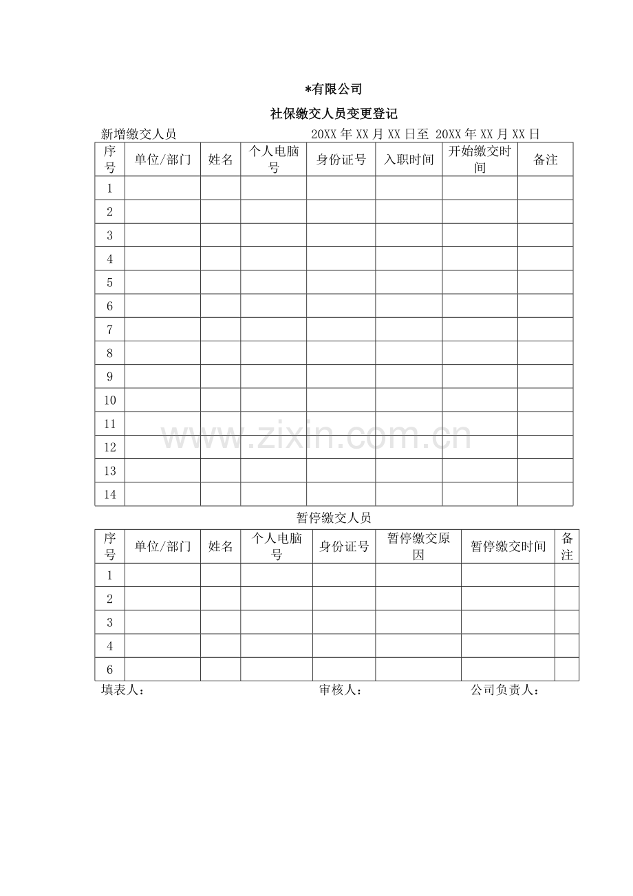 公司缴交人员变更登记表模版.doc_第1页