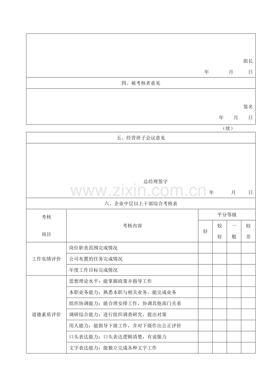 企业中层干部年度工作考核范例表(摘要).doc_第2页