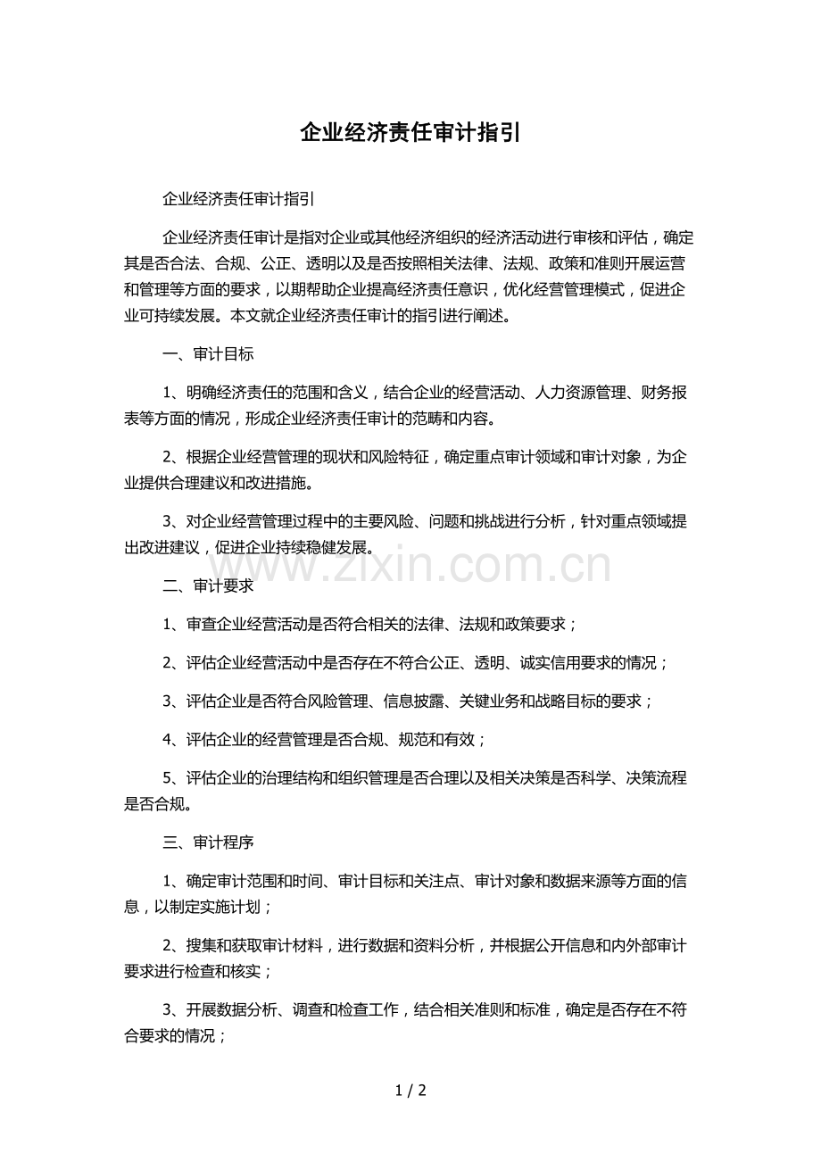 企业经济责任审计指引.docx_第1页