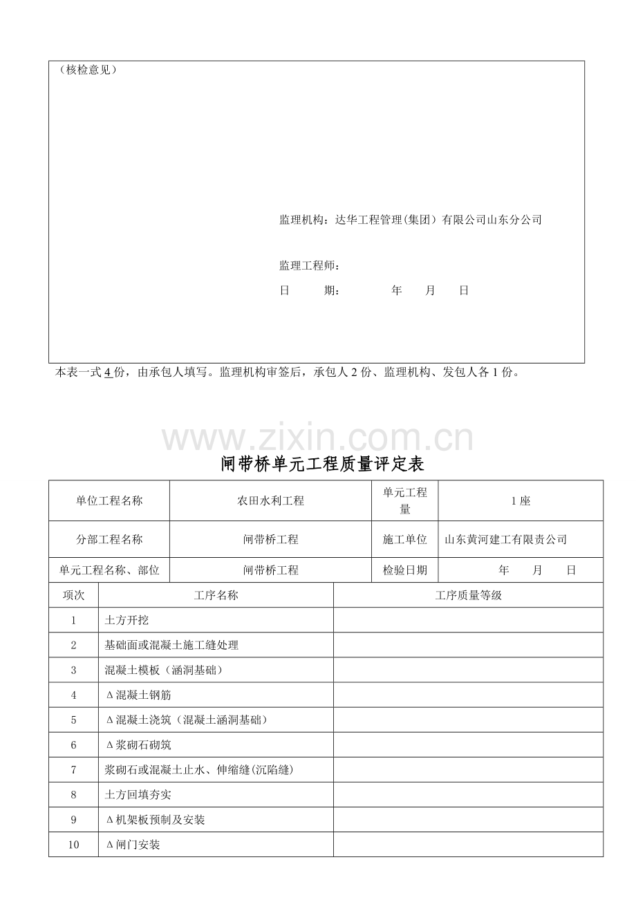 分水闸单元工程质量评定表.doc_第2页